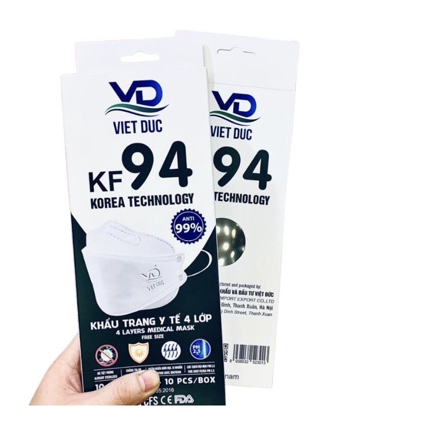 Khẩu trang kháng khuẩn KF94 Việt Đức chính hãng công nghệ Hàn Quốc- Tân Bình