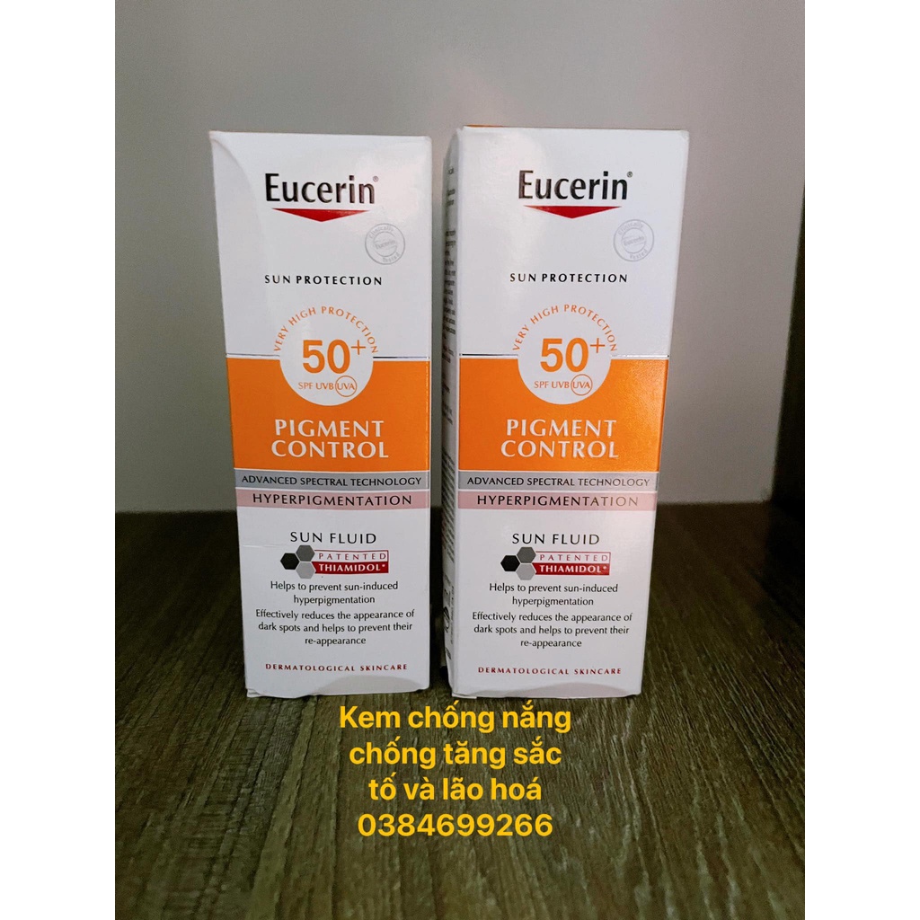Kem chống nắng Eucerin Sun Fluid Photoaging Control SPF 50 giúp giảm nếp nhăn và ngăn ngừa lão hóa chai 50 ml