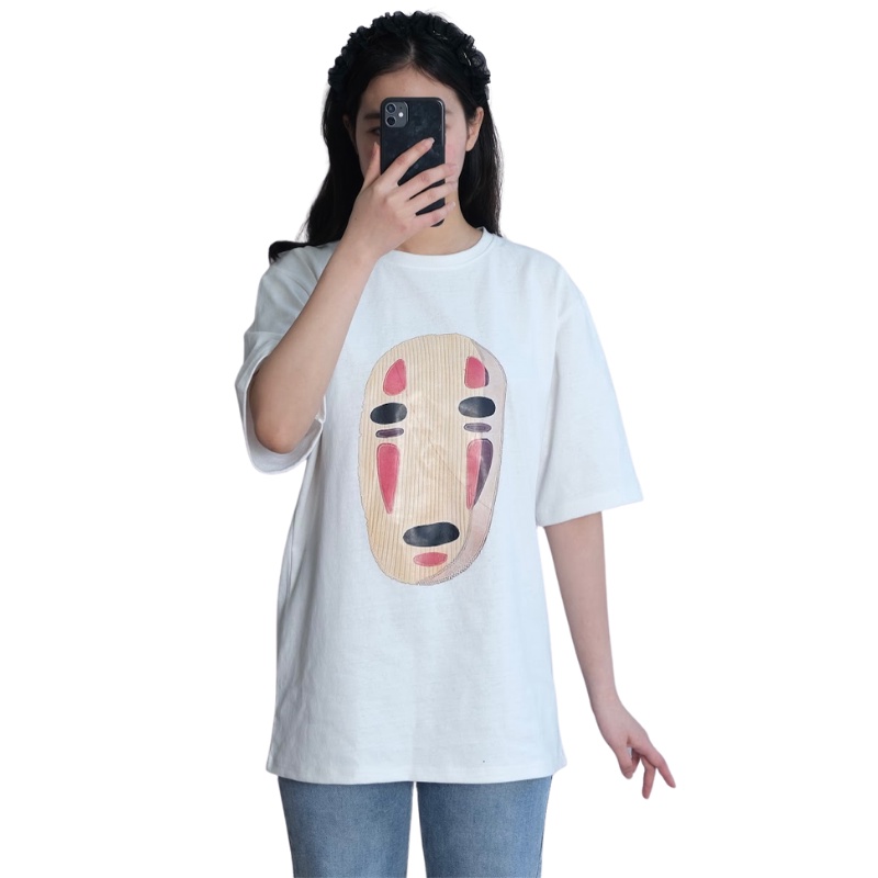 Áo phông hình Vô Diện  from rộng, cổ tròn, 100% cotton