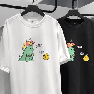 Áo Thun Unisex Tay Lỡ Khủng Long Yêu Gà, áo phông nam nữ cute