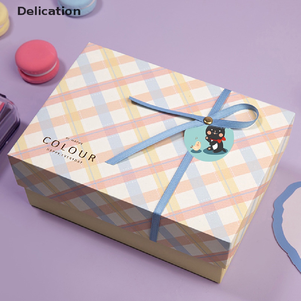 Bộ 500 Miếng Dán Tròn Họa Tiết Mèo Hoạt Hình Và Chữ Thank You Dễ Thương