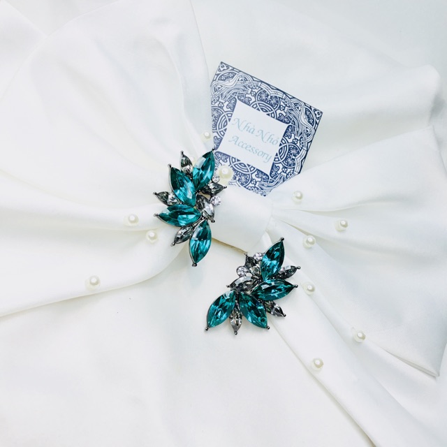 Bông Tai Đá Nhân Tạo Cô Dâu Hình Đôi Cánh NHÀ NHỎ MS 016