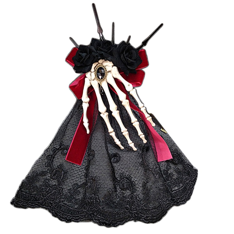 Kẹp Tóc Hình Bộ Xương Hoa Hồng Chống Trượt 2 Trong 1