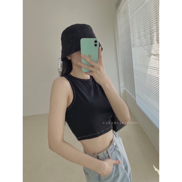 Áo thun gân viền chỉ