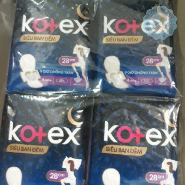 [Tặng 2 miếng] Gói 4 miếng - Băng vệ sinh có cánh Kotex ban đêm 28CM  (katydang)