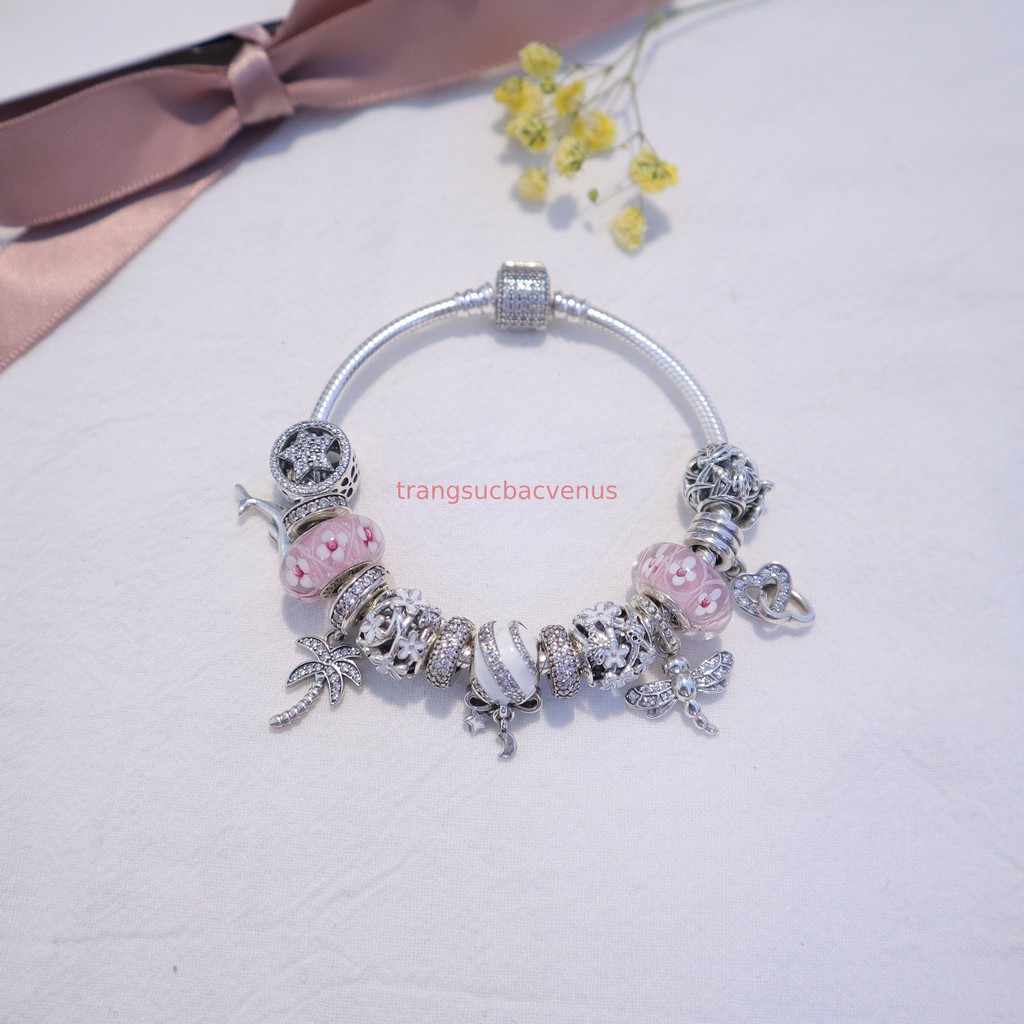 Vòng bạc đeo tay mix hạt charm bạc 925 theo chủ đề- Trang sức bạc Venus