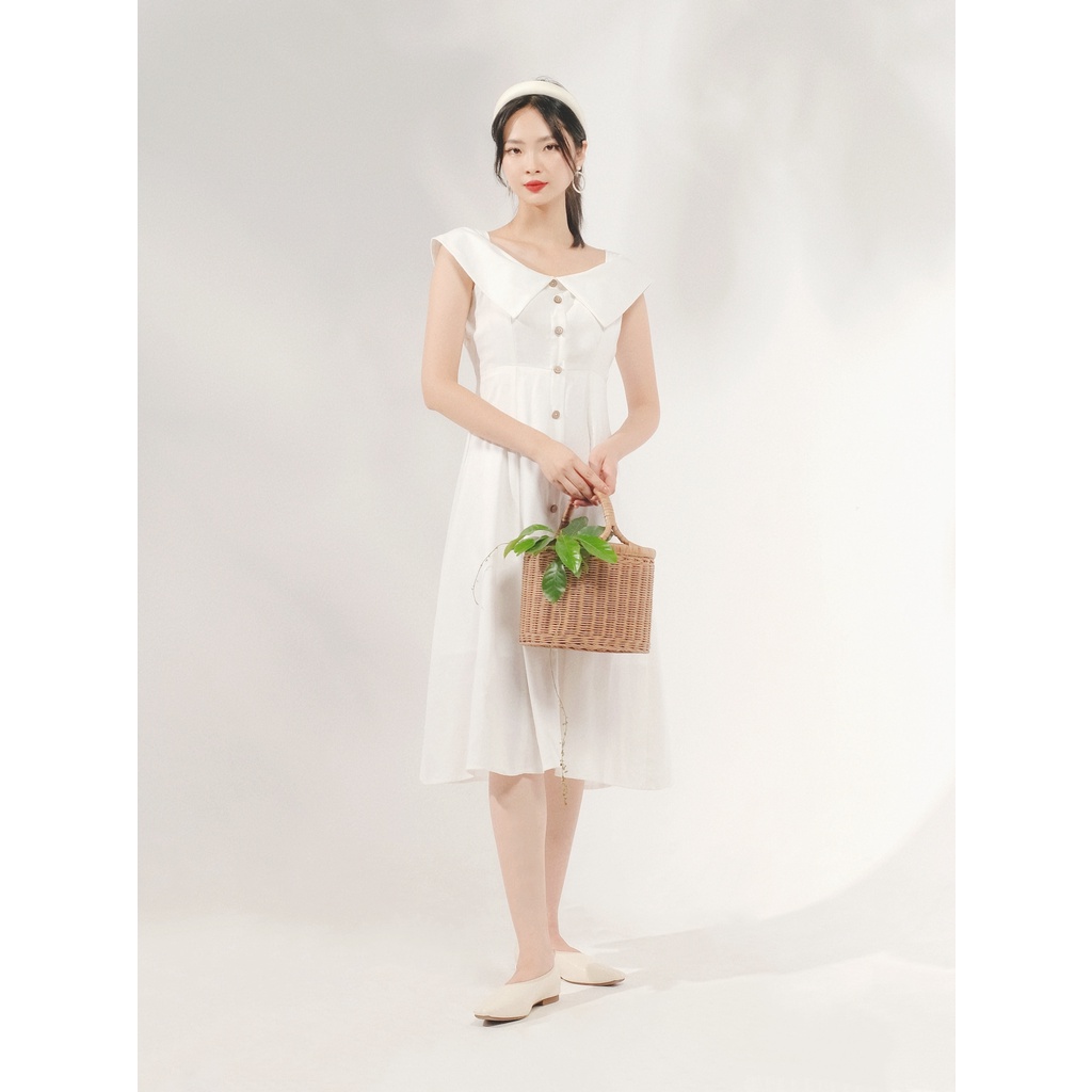 THE19CLUB - Váy linen cổ thuyền trễ vai- Agatha Dress