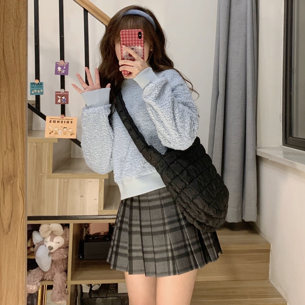 Túi đeo vai IELGY hình đám mây xếp ly sức chứa lớn thời trang cho nữ