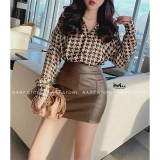 Áo sơ mi kẻ zic zăc form thụng