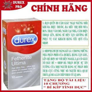 Bao cao su durex fetherlite ultima siêu mỏng 01 hộp bcs durex / 12 bao