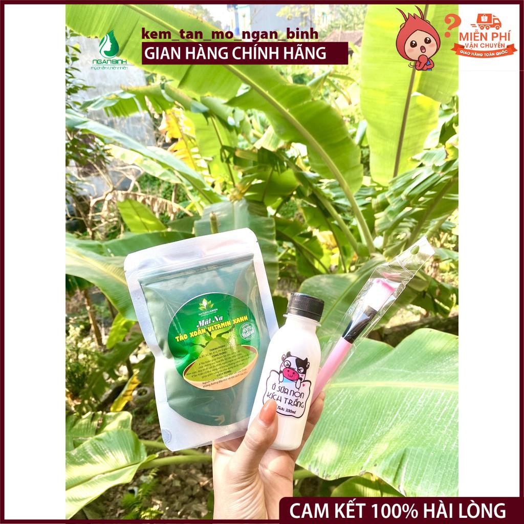 (MUA 1 TẶNG 2) Ủ Tảo Xoắn Tươi TẶNG Ủ Sữa Non Kích Trắng TẶNG cọ đắp mặt nạ,cấy tảo, Mặt nạ tảo xoắn vitamin xanh (3sp)