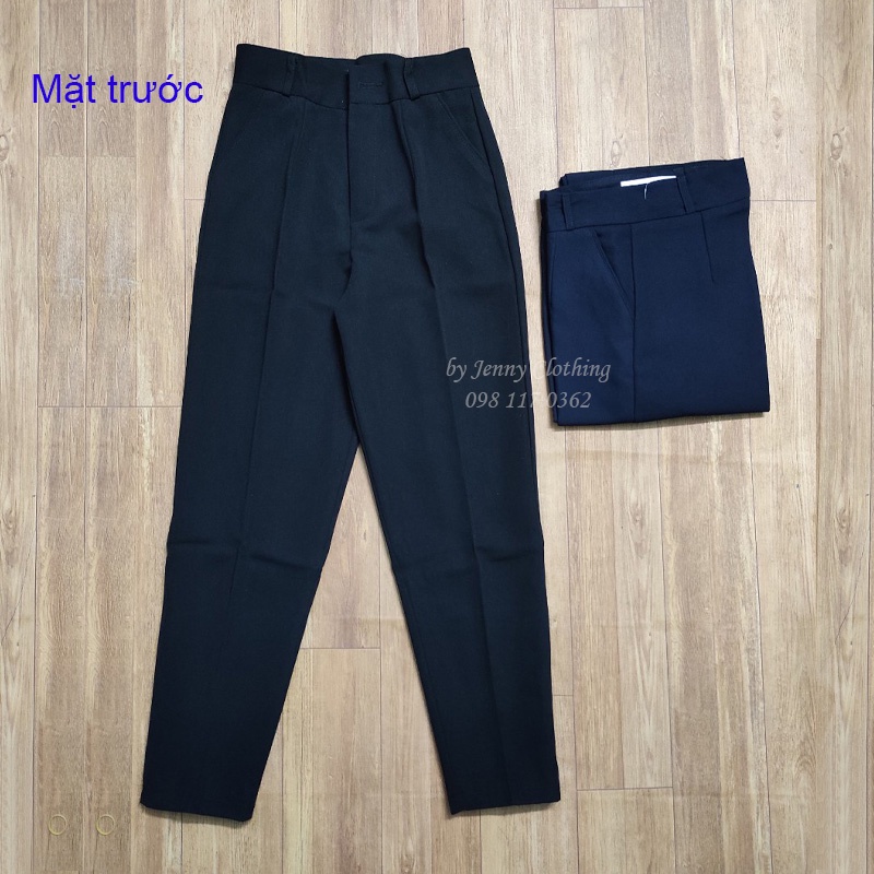 Quần tây baggy nữ Ladya lưng cao 1 khuy có túi trước vải tuyết mưa học sinh đi học đi làm màu đen xanh M083