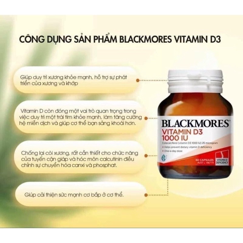 Blackmores vitamin d3 1000iu 60 viên, 200 viên úc, bổ sung vitamin d3 blackmores cho người lớn từ 18 tuổi trở lên