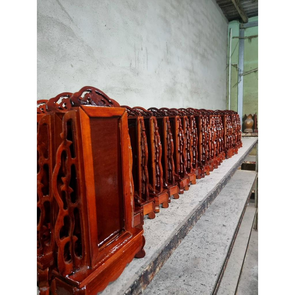 Bài vị thờ gia tiên gỗ chạm khắc viền hoa cao cấp