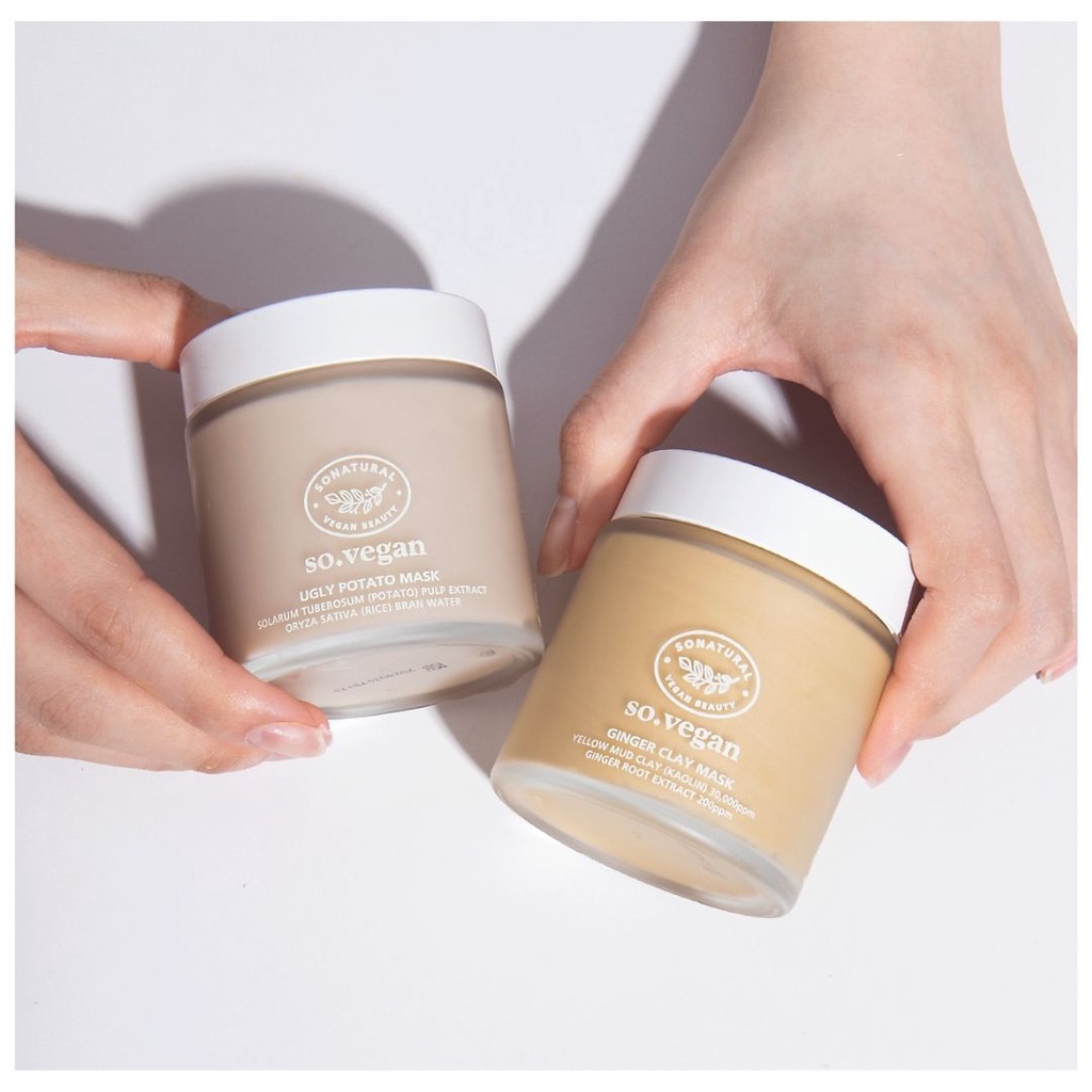 (So Natural ) Mặt nạ đất sét gừng Ginger Clay mask và Mặt nạ cấp ẩm khoai tây Ugly Potato Mask