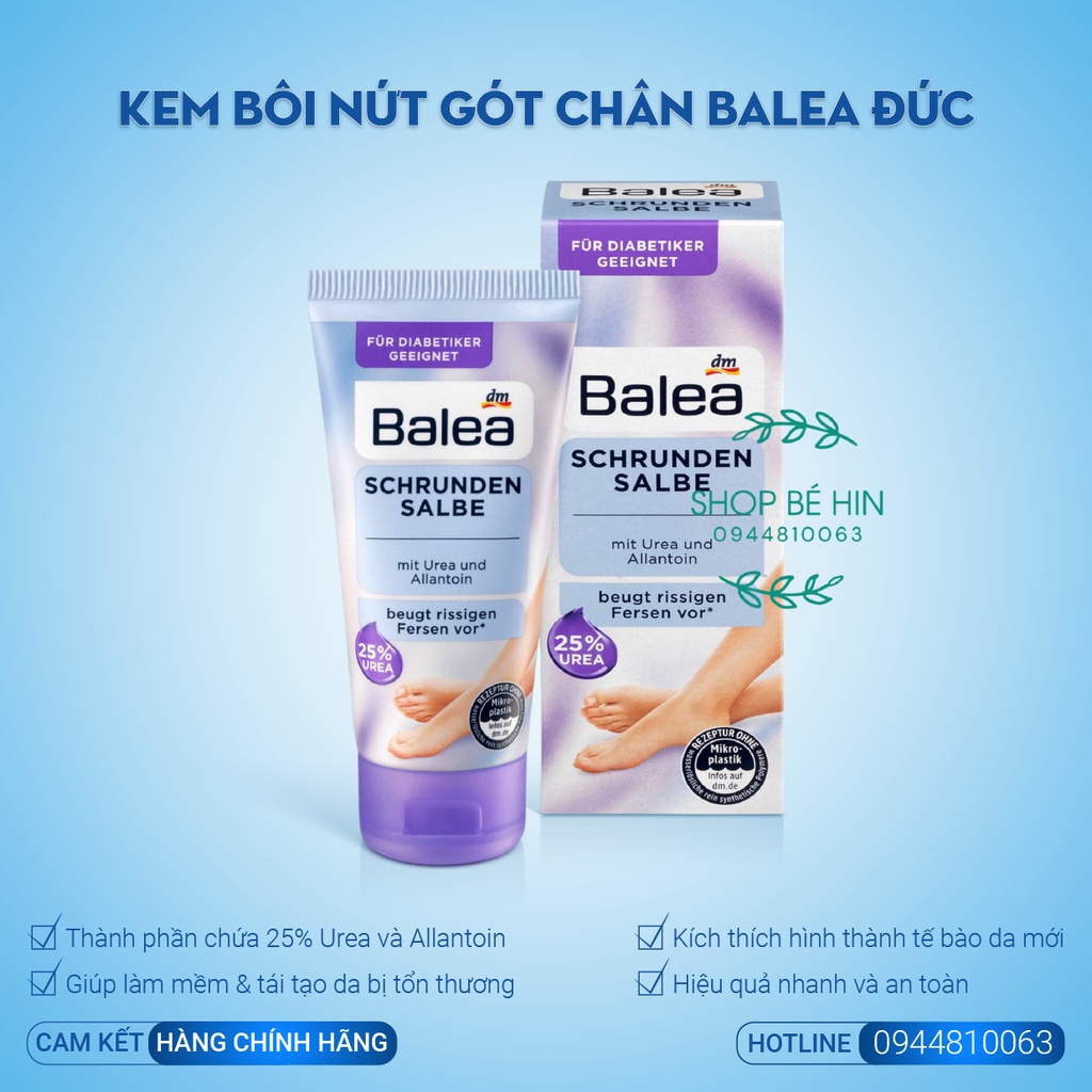 Combo kem bôi nứt gót chân Balea Đức chuyên sâu, Chà gót chân Balea Đức, mài gót chân an toàn và hiệu quả nhanh