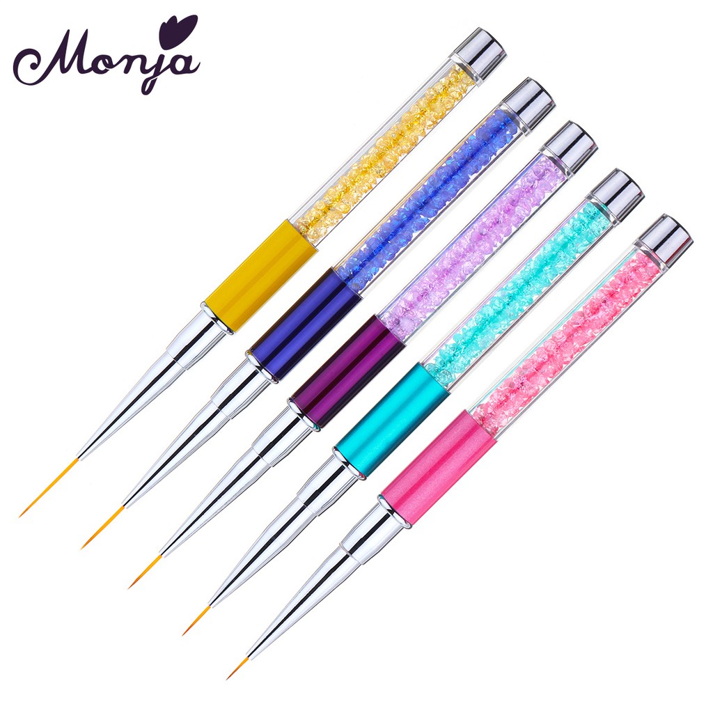 Monja Nail Art French Stripes lines Liner Brush 3D Flower Paint Drawing Pen