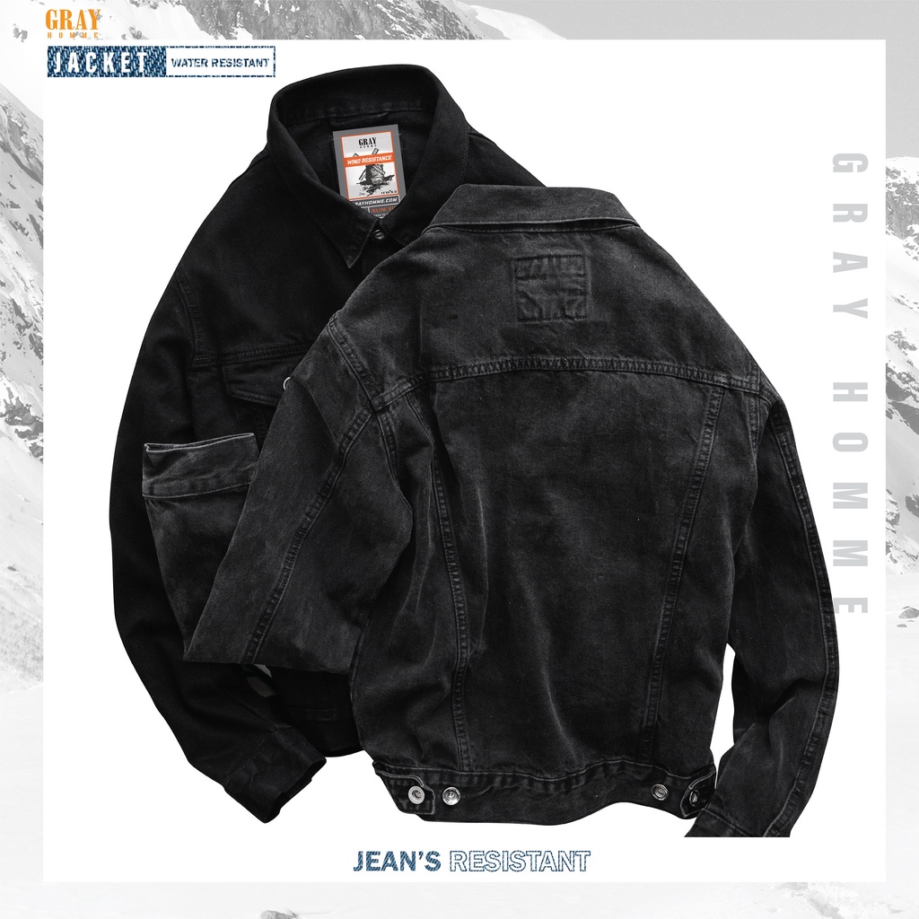 Áo Khoác Jean Nam Cao Cấp GRAYHOMME Chất Denim Bò Xịn, Chất Denim Dày Dặn CJ200 ( 4 MÀU)