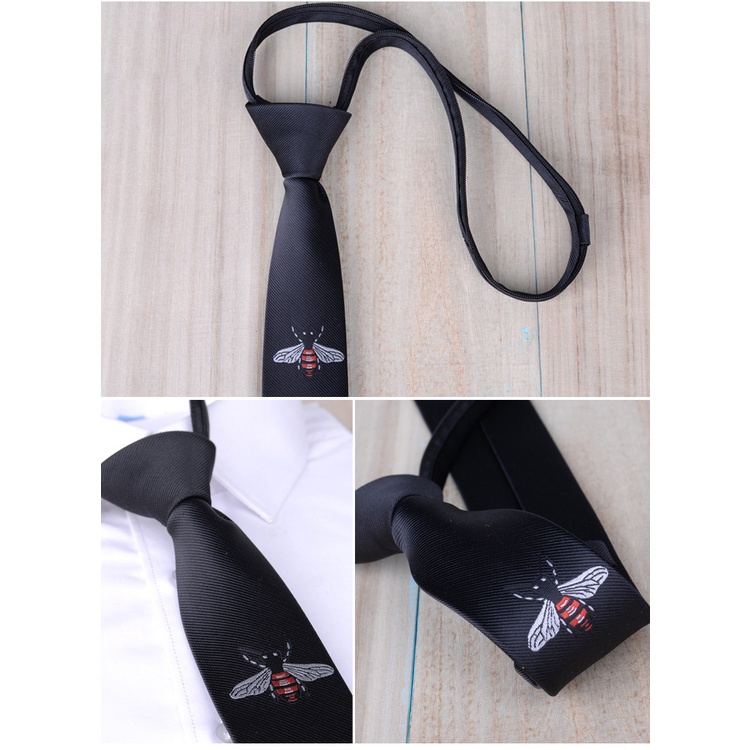 Cà vạt Nam bản nhỏ 5cm thắt sẵn có hình thêu thời trang cao cấp, cravat phong cách Hàn Quốc, Cavat dự tiệc