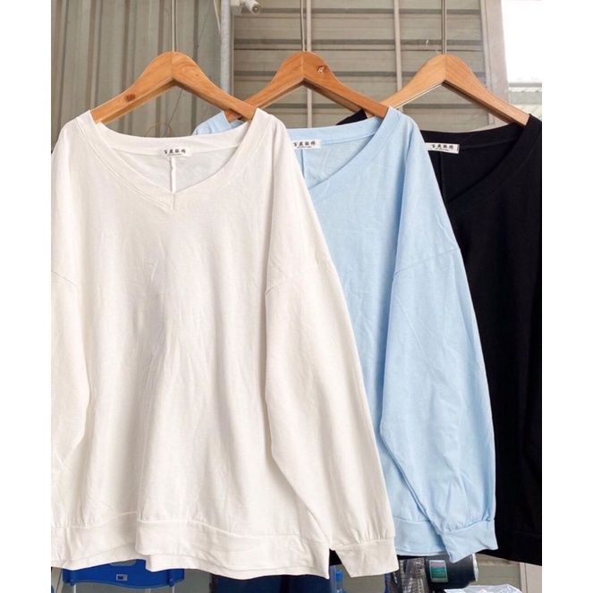 Áo kiểu cotton tay dài trơn | BigBuy360 - bigbuy360.vn