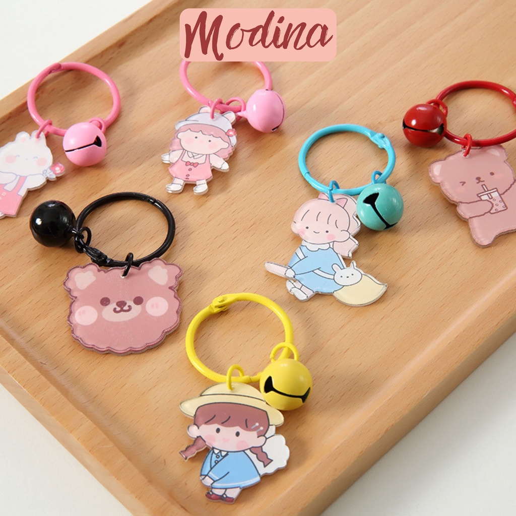 Móc chìa khóa cute, móc khóa cute giá rẻ hình hoạt hình dễ thương kèm chuông may mắn