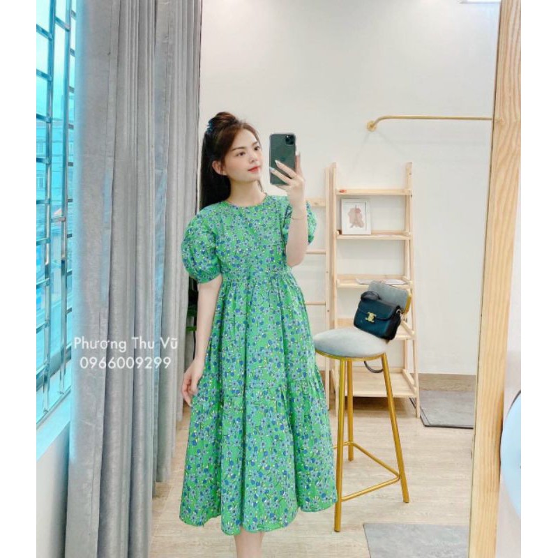 ĐẦM HOA TAY LỠ KÈM DÂY CỘT EO -6/11