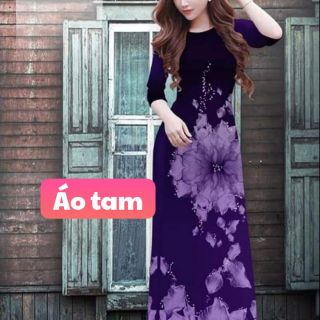 Vải áo dài 3d họa tiết tím (khéo)