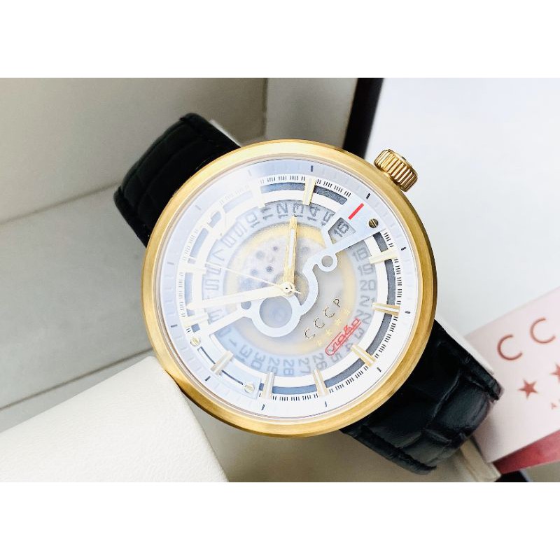 Đồng hồ thời trang nam CCCP Men's Cp-7008-07 44mm Silver Dial Leather Watch