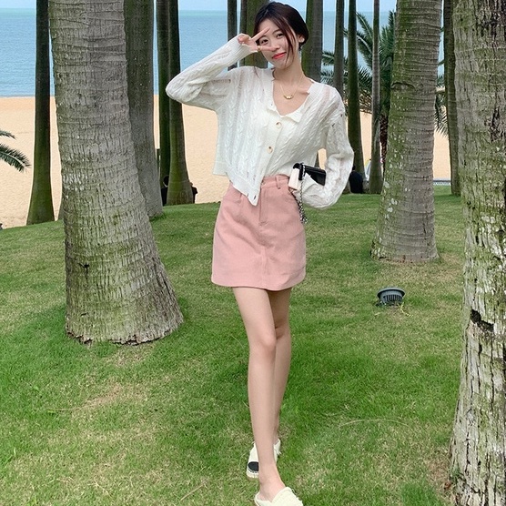 Áo cardigan dệt kim ZHELIHANGFEI tay dài eo cao thiết kế xoắn độc đáo dễ phối đồ