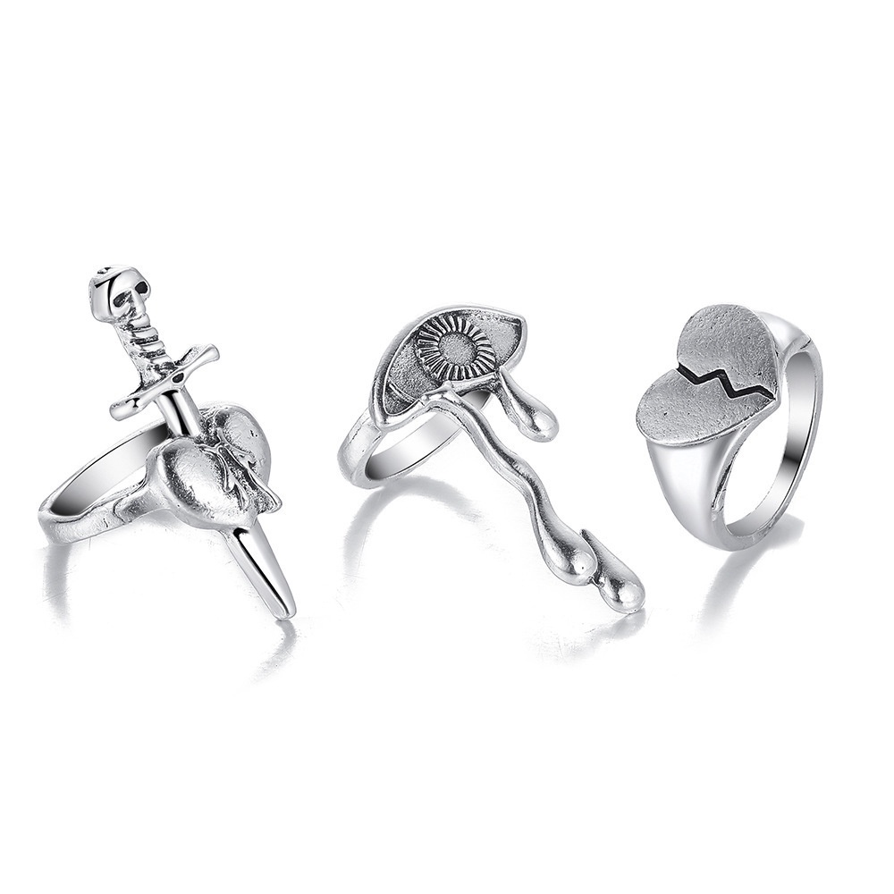 Set 3 Nhẫn Đeo Khớp Ngón Tay Thiết Kế Đơn Giản Phong Cách Punk Gothic Cho Nữ