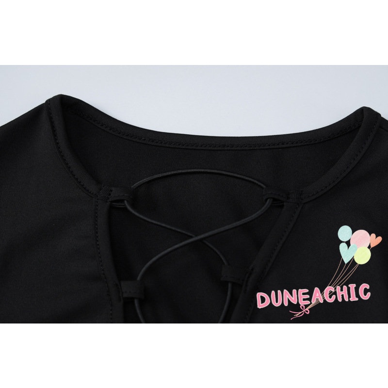 DUNEA Đầm Dài Tay Xẻ Tà Phối Dây Thắt Thời Trang Dành Cho Nữ
