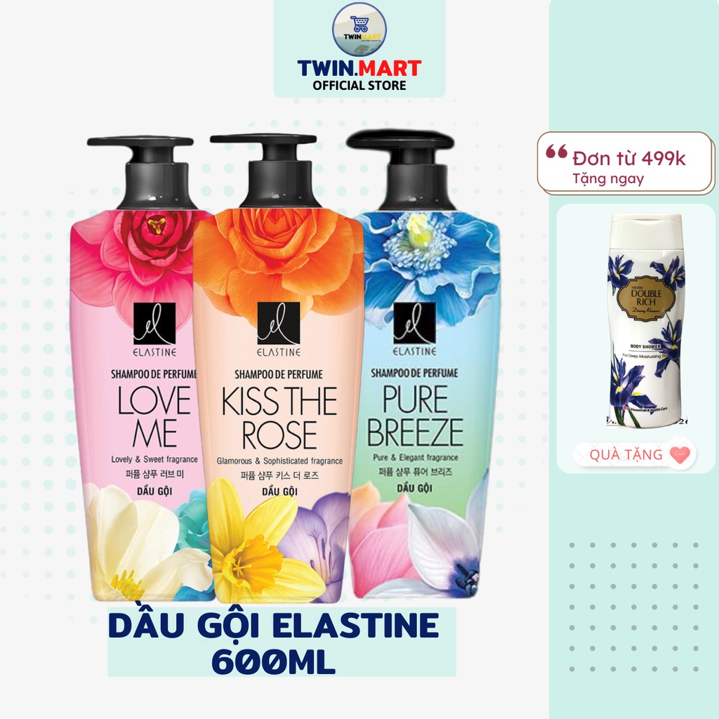 600ml Dầu gội Elastine hương nước hoa - Hàn Quốc - Love Me - Pure Breeze - Kiss the rose