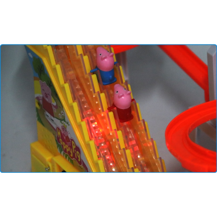 [Heo peppa lại về sẵn] Đồ chơi Heo Peppa Leo cầu thang 3 Heo có đèn và nhạc - Happy Birds, Train Play