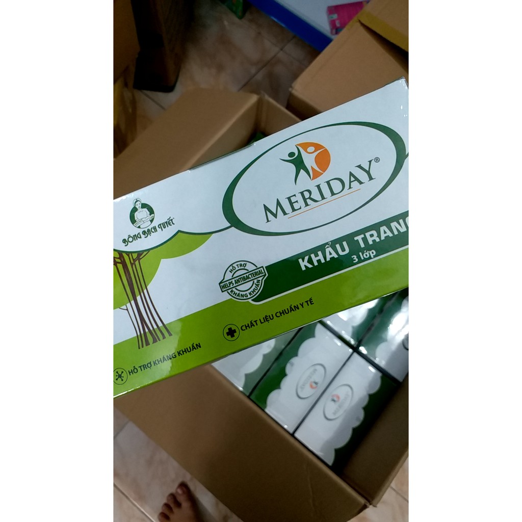 KHẨU TRANG MERIDAY BẠCH TUYẾT MÀU TRẮNG (HỘP 50 CÁI) | BigBuy360 - bigbuy360.vn