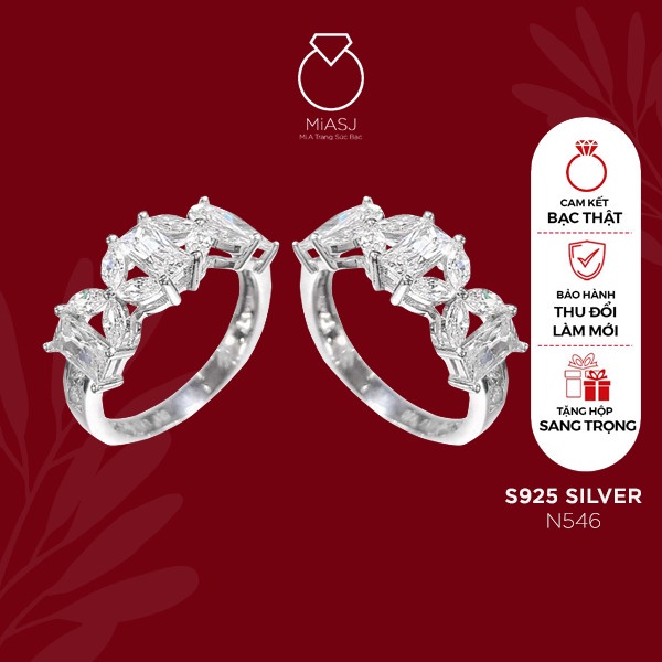 Nhẫn nữ bạc Ý S925 MiASJ N546 đá CZ nhân tạo cao cấp sáng đẹp lung linh
