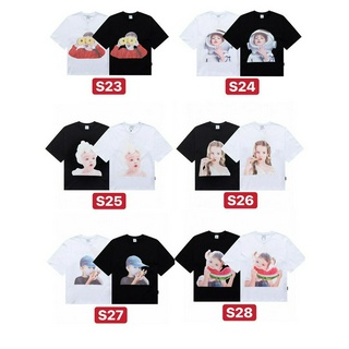 Áo thun ADLV vải cotton tay ngắn dáng rộng in họa tiết thời trang cá tính cho cặp đôi