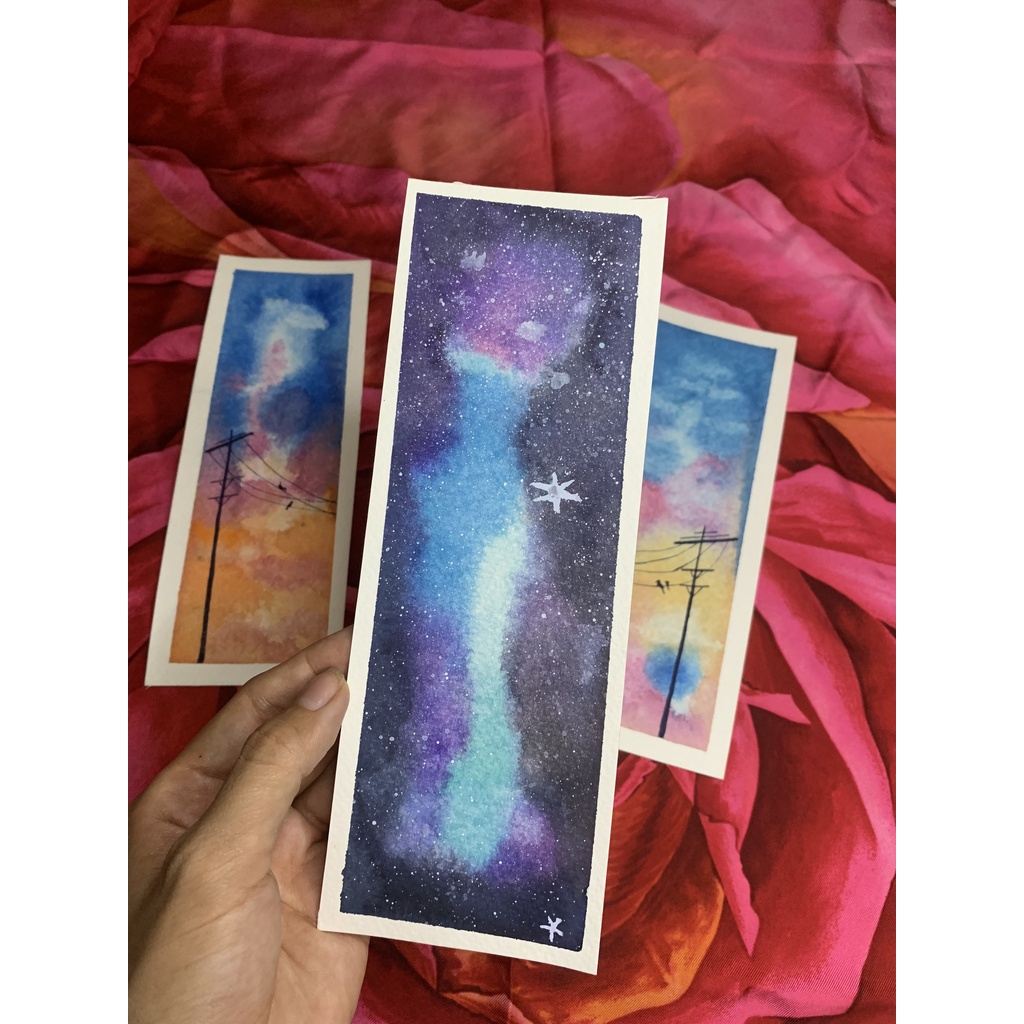 Tranh bookmark, card, đánh dấu trang sách, vẽ và thiết kế theo yêu cầu của khách