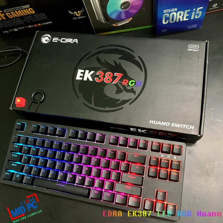 Bàn phím cơ Gaming E-Dra EK387 RGB Huano Switch bản new 2021 BH 24 Tháng