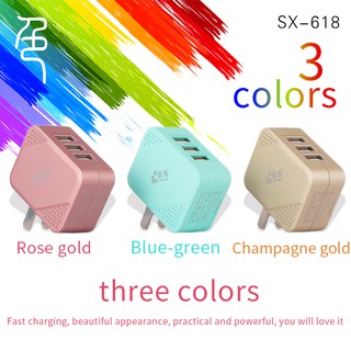Củ sạc 618 USB 3 cổng sạc nhanh 5V-4.4A dành cho ios và android