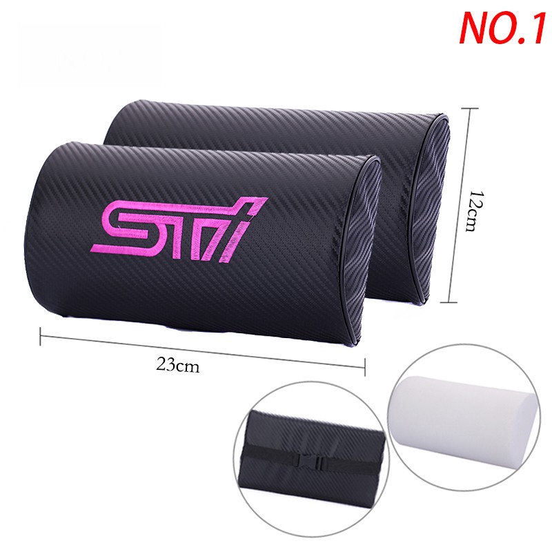 In stock Subaru STI Carbon Fiber Car Seat Neck Headrest Safety Belt Pad Cover Shoulder Pad Gap Leak-Proof Slit Plug Sun Visor CD Clip Catcher Box Car Steering Wheel Cover