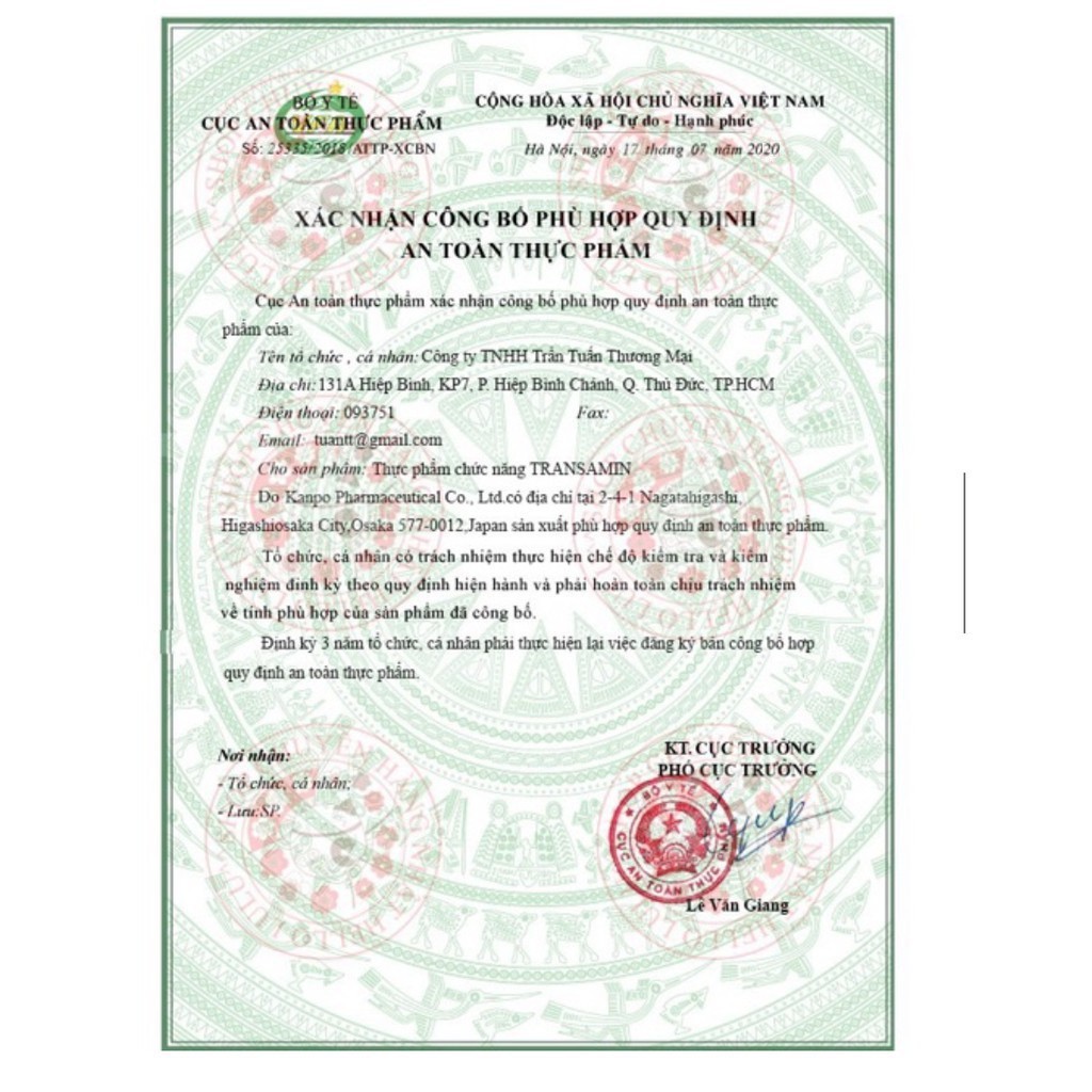 Hộp 100 Viên uống Transamin Skin White 500mg Nhật