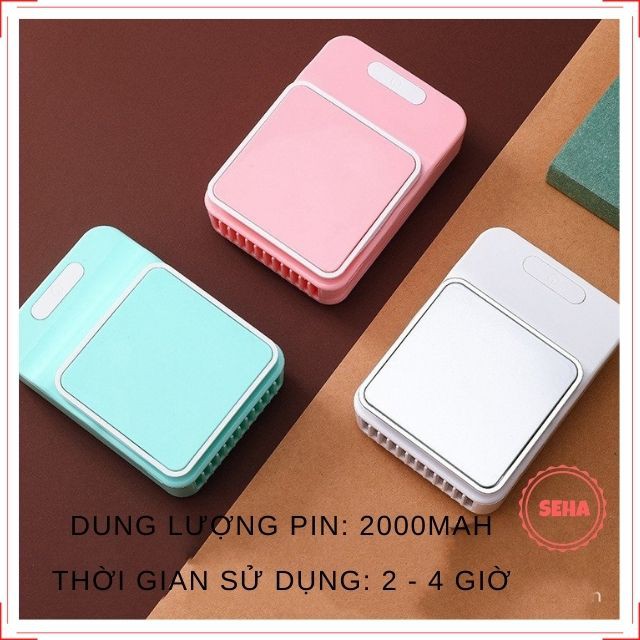 Quạt Tích Điện Mini Đeo Cổ Cầm Tay Để Bàn Dung Lượng Pin 2000mAH SH11