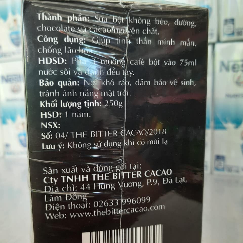 Cacao Đà Lạt The Bitter Cacao 10 gói nhỏ x 25gram