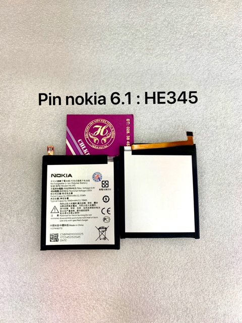 Pin nokia 6.1/ 6.1 plus kí hiệu trên pin HE342 và HE345