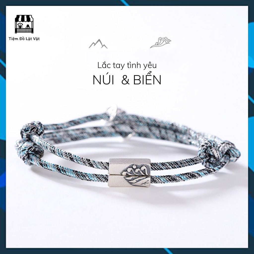 Lắc tay đôi nam nữ, lắc tay tình yêu họa tiết Núi & Biển - Vòng tay nam nữ phong cách cổ điển hợp kim bền màu không gỉ