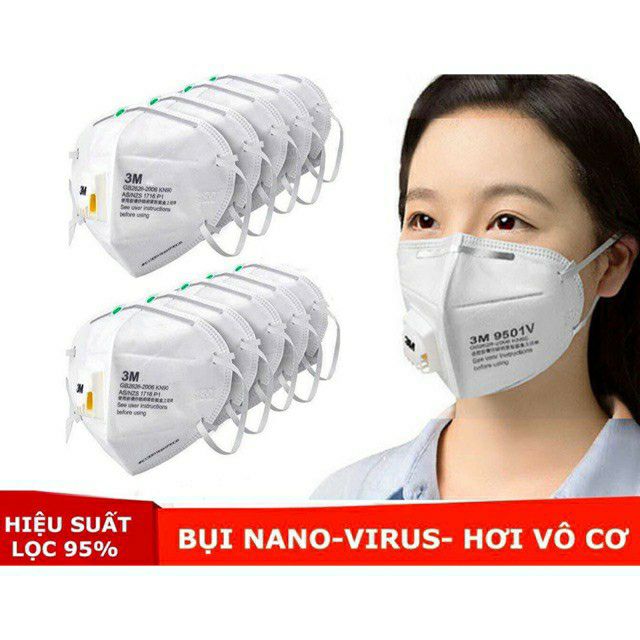 [SẴN HÀNG]1cái/1bịch Khẩu Trang 3M 9001V chính hãng | Khẩu trang đạt chuẩn KN90 | Lọc tới 90% bụi mịn