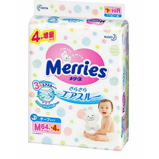 Tã dán Merries nội địa Nhật NB96/S88/M68/L58