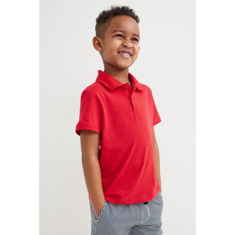 Áo thun HM bé trai áo polo đỏ auth