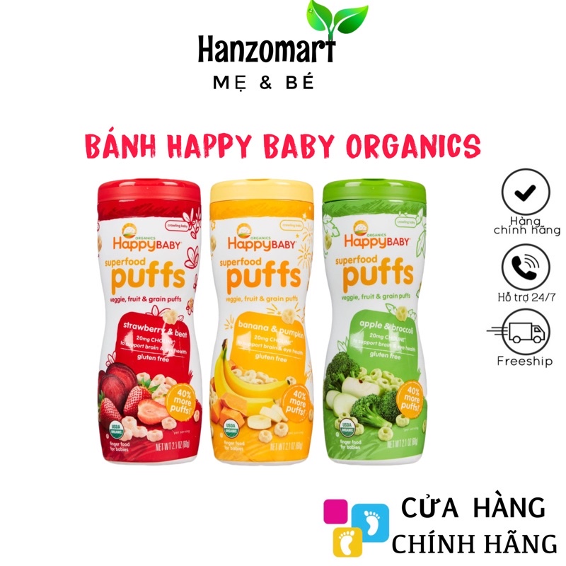 Bánh ăn dặm hữu cơ Happy Baby Organic Puffs ngôi sao