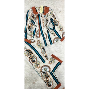 Bộ satin tiểu thư tay dài quần dài